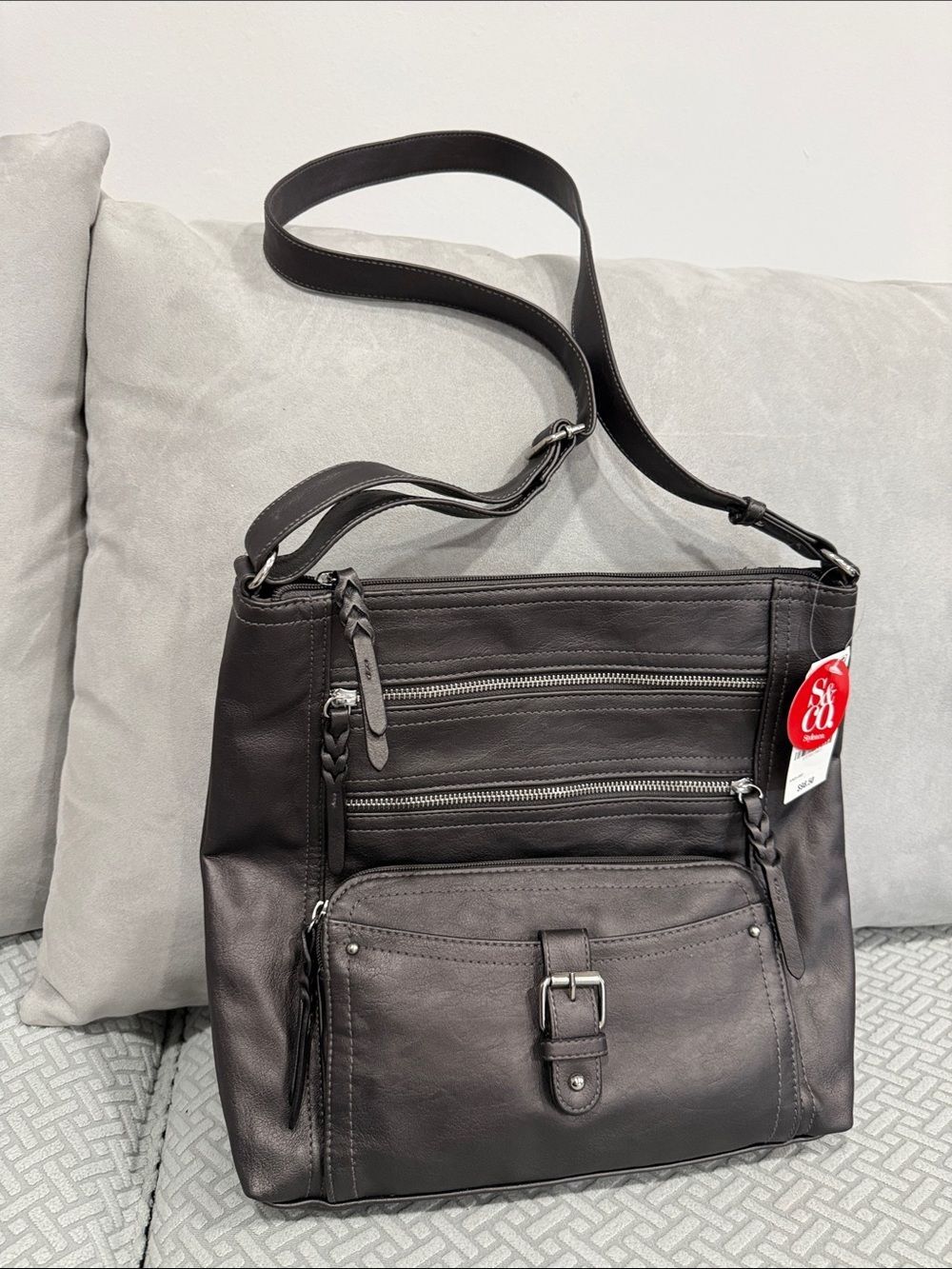 Style Co Nina Women's Messenger Medium New Adjustable Straps 3 Front Zipper Bag